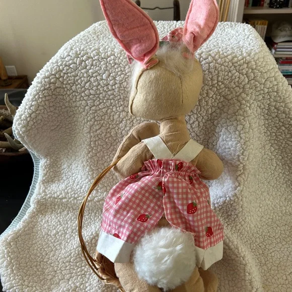 Large Annalee Spring Bunny with Basket Strawberry Dress